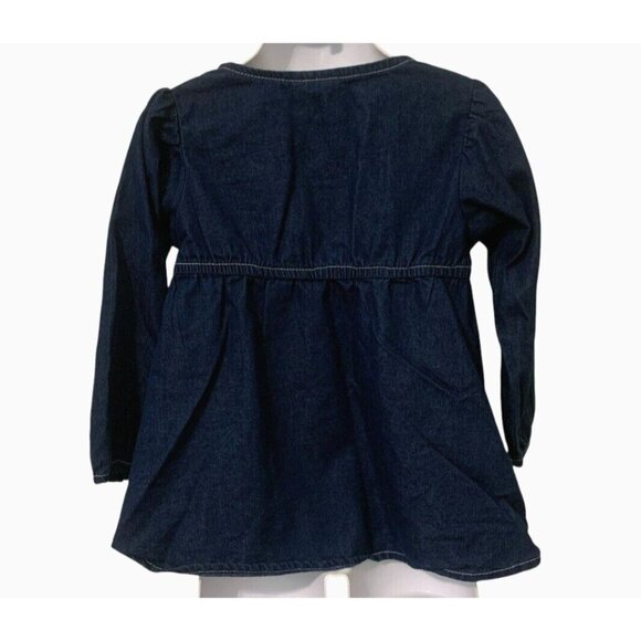 Real Love Girls Button Front Jean Shirt Size 4T Embroidered Flowers Long Sleeve - Picture 5 of 9